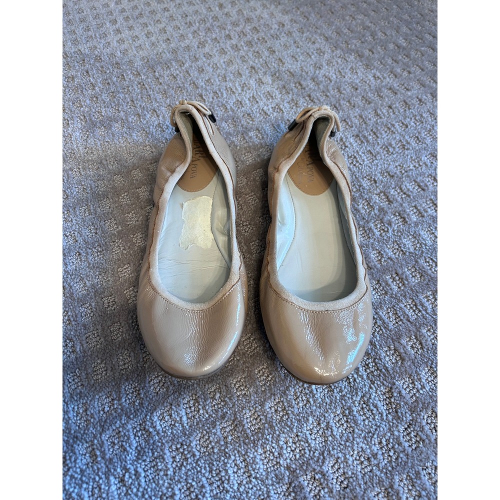 Cole Haan Maria Sharapova Patent Leather Ballet Flats Nude Bow Detail Size 7